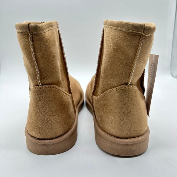 Josiny Faux Suede Boots Womens 11 Tan Classic Fur Lined Ankle Booties NEW - Picture 4 of 10